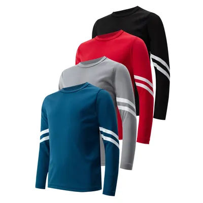 Children's solid color sports quick-drying long-sleeved boys running ball games comfortable and versatile long-sleeved T-shirt