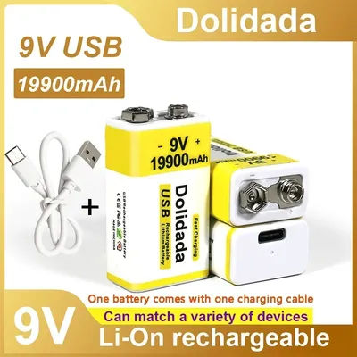 2025 Best-selling 100%New Original 9V 19900mAh+USB Fast Charging Line LI-ION Rechargeable Battery for Electric Fan Flashlight