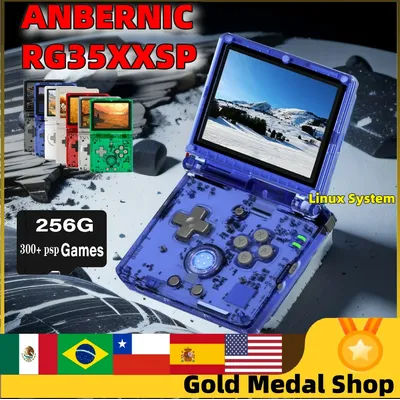 ANBERNIC RG35XXSP Retro Flip Handheld Game Console Linux System 3.5" Ips Screen Support Psp Game Children's Gifts Boy Gift 256g