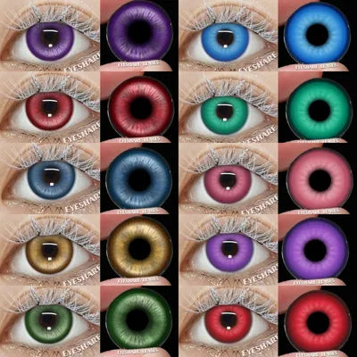 EYESHARE 2pcs Color Contact Lenses For Eyes Anime Cosplay Colored Lenses Purple red Multicolored Lenses Blue Contact Lens