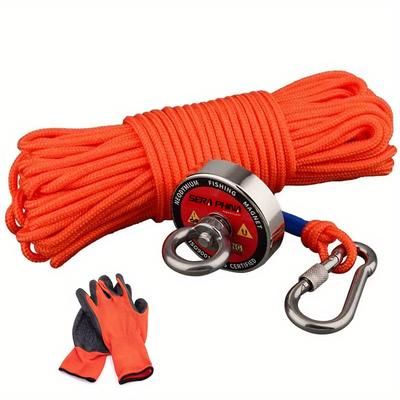 TEMU Neodymium Fishing Magnet Kit With 10m Rope And Gloves, Heavy-duty Metal Retrieval And Underwater Magnet Set