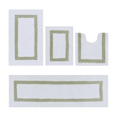 Hotel Collection 100% Cotton 4 Piece (17" X 24" | 20" X 20" | 21" X 34" | 20" X 60") Bath Rug Set by Brylane Home in White Sage