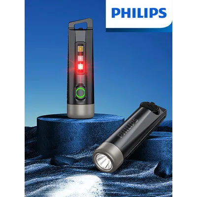 PHILIPS EDC lampe de poche LED lampe Rechargeable Mini EDC porte-clés lampes de poche lampe de Camping pour randonnée auto-défense torche lumière