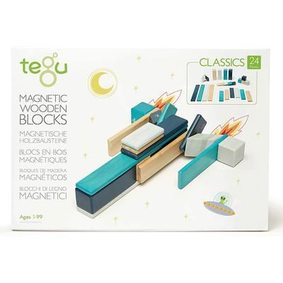 Tegu 24 Piece Magnetic Wooden Block Set - Blues