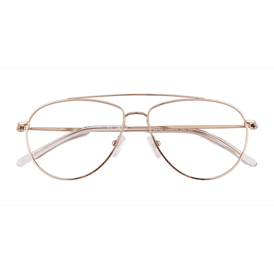 Unisex s aviator Shiny Gold Titanium Prescription eyeglasses - Eyebuydirect s Kenji