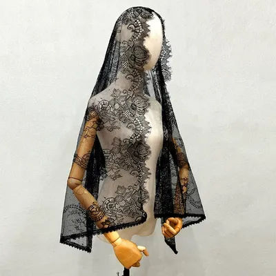 Voile d'église mantille en dentelle, couverture de tête en mousseline de masse latine, voile chrétien espagnol noir pour mariage, chapelle de mariée, voile catholique