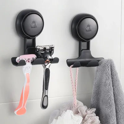 TAILI 2pcs Shaver Holder Washroom Wall Sucker Suction Cup Hook Razor No Drilling Bathroom Removable Reusable Shaver Holder Hook