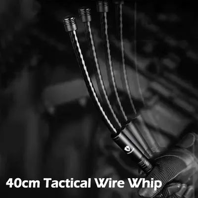 40CM Outdoor EDC Portable Tactical Wire Whip Aluminum Alloy Handle Pocket Safety Self Defense Tool