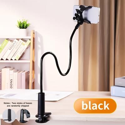 TEMU 1pc Gooseneck Phone Holder, 28inch Flexible Arm, 360 Adjustable Clamp Clip, Overhead Mount Stand For Bed, Desk, All Smartphones, Abs Material, Non-waterproof, Ideal For Use