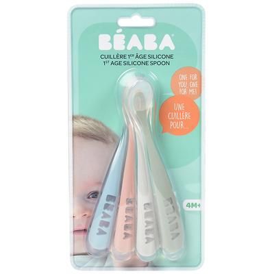 Beaba First Stage Silicone Spoons, Set of 4 - Rose