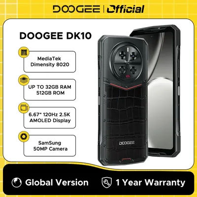 Global Version New Blackcro DOOGEE DK 10 Rugged Phone 5G 6.67" 120Hz 2.5K AMOLED Display 12GB+512GB Morpho Quad Camera 120W