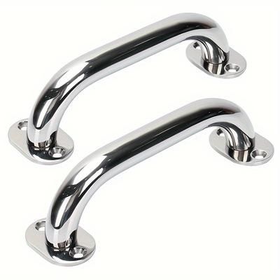 TEMU 2pcs Marinexplore Stainless Steel Handles - Polished Safety Grip For Boats, Bathrooms & Cabinets
