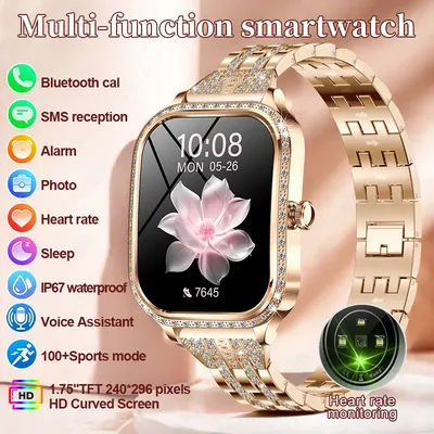 LIGE mode femmes montre intelligente 1.75 pouces écran incurvé Sport Bracelet BT HD appel horloge IP68 étanche diamant boîtier Smartwatch