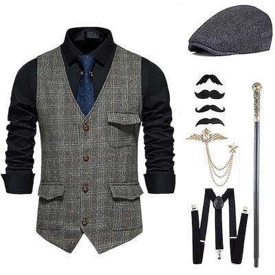 Anni Ruggenti Anni 1920 Retrò Vintage Abiti Gilet Set di accessori Gentiluomo Costume Per uomo Halloween Carnevale Capodanno Festa / Sera Mascherata Vigilia di Capodanno Adulti Cravatta Gilet Altri