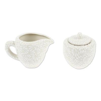 Divine Spring,'Floral Ceramic Creamer and Sugar Bowl Set (2 Pieces)'