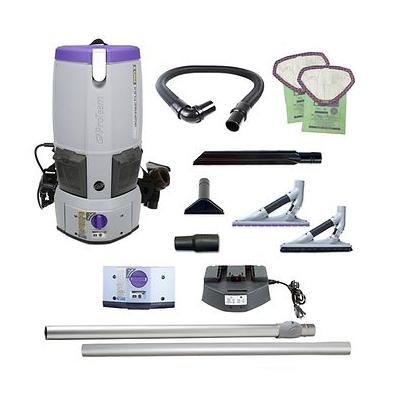 ProTeam GoFree Flex Pro II, 12 Ah, 6 quart Cordless Backpack Vacuum 107645 with ProBlade Hard Surface and Carpet Tool Kit 107532
