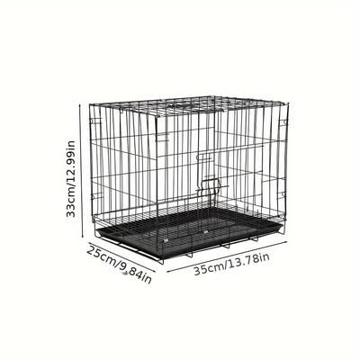 TEMU Dog Cage Cat Cage Small Dog Cage Rabbit Pet Cage Black 35*25*33cm With Tray Material Wire + Plastic