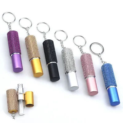 Rhinestone Refillable 5ml Portable Perfume Spray Bottle Keychain Mini Spray Bottle Perfume Refill Spray Press Head Portable Gift