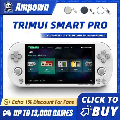 Trimui Smart Pro Handheld Game Console 4.96'' IPS Screen Linux System Joystick RGB Lighting Trimui Retro Video Game Console Gift