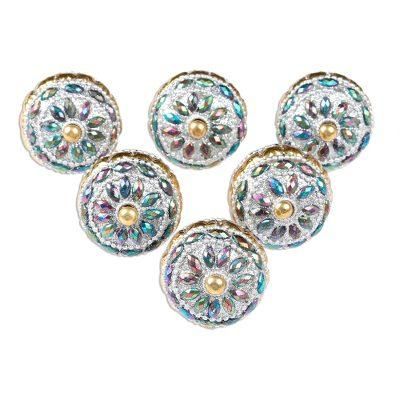 Floral Rainbow,'Glitzy Iridescent Beaded Drawer Pulls (Set of 6)'