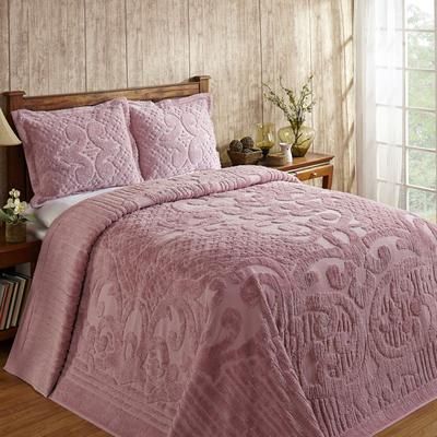 Ashton Collection 100% Cotton Medallion Bedspread Set by Better Trends in Pink (Size TWIN)