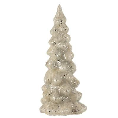 Albero di Natale decorativo smerigliato in vetro argentato 14x14x35 cm