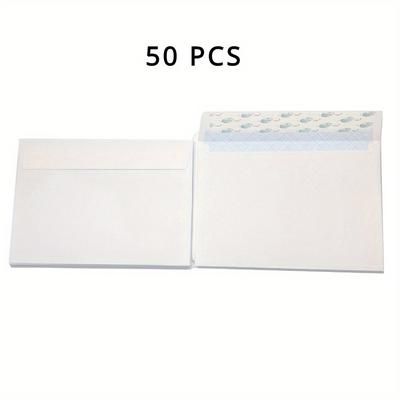 "TEMU Business Letter Envelopes, 50/ Pack, White, 6.4" X 4.5" - Secure Closure, Paper Material, Ideal For Invoices, Reports, Expense & Fee Payments"