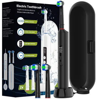Brosse à dents électrique à chargement sans fil intelligent, 4 Modes de brosses à dents électriques rechargeables adaptées aux têtes de brosse à dents électrique Oral B