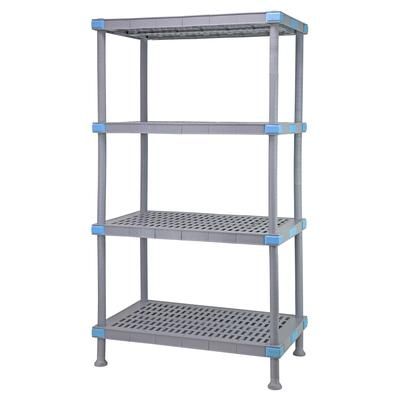Quantum Food Service QP184850VS-4 48" NSF 4-Tier Polymer Shelf - Millenia, 18"W, 50"H, Gray