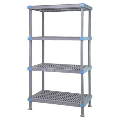 Quantum Food Service QP243650VS-4 36" NSF 4-Tier Polymer Shelf - Millenia, 24"W, 50"H, Gray
