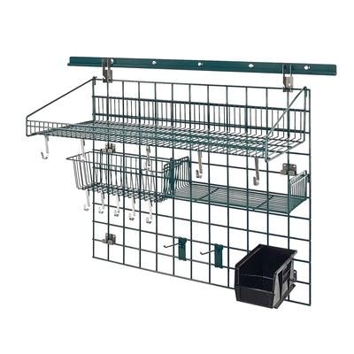Quantum Food Service SGK-403036-2P BK 40" Store Grid Wire Wall Mounted Shelf w/ Black Bin, Green