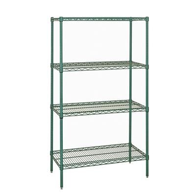 Quantum Food Service WR74-1824P 24" NSF 4-Tier Epoxy Coated Wire Shelf Kit - 18"W, 74"H, Green