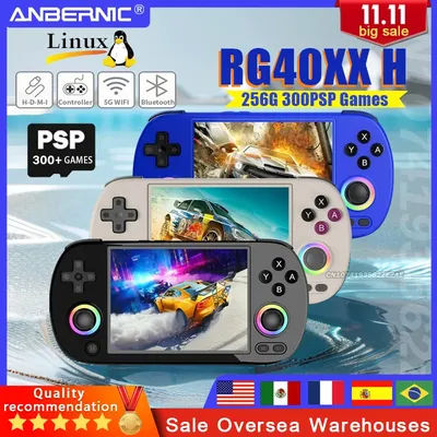 ANBERNIC RG40XX H 4inch IPS Screen Handheld Game Console Joystick RGB Lighting Linux system 5GWiFi Supports PSPGame Holiday gift