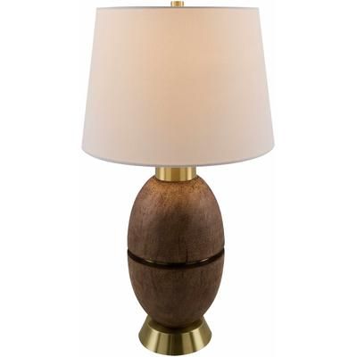 Begunitsy 26"H x 14"W x 14"D Traditional Dark Red/Metallic Gold/White/Metallic - Brass/Translucent Table Lamp - Boutique Rugs