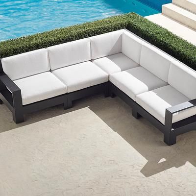 St. Kitts 5-pc. Modular Set in Matte Black Aluminum - Quick Dry, Moss - Frontgate