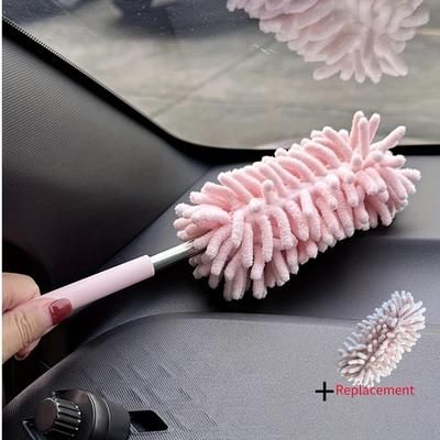 TEMU Set Of 2 Mini Car Dusting Brushes, Flexible And Adjustable Microfiber Cleaning Tool For Household And Vehicle Interior Maintenance - Made Of Polyester Fiber