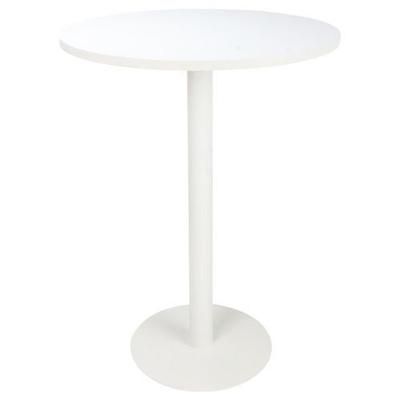 guéridon haut pied métal ø 80 cm plt. blanc- manutan expert