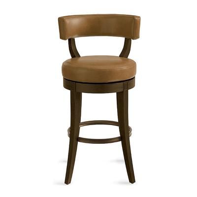 Aiken Low Back Swivel Bar & Counter Stool - Bar Height (30" H Seat), Heritage Brown, Bonded Leather, Heritage Brown/Marbled Caramel/Bar Height - Grandin Road