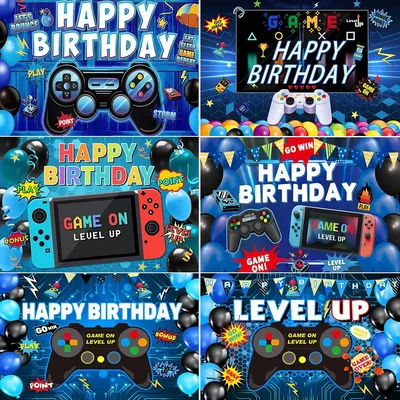 Bannière de couverture de porte déverrouillée pour garçons et adolescents, niveau de jeu vidéo, accessoires de photographie de fond personnalisés, fête d'anniversaire