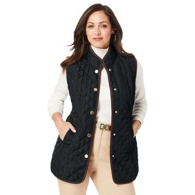 Plus Size Women's Quilted Vest by Jessica London in Black (Size 14 W)