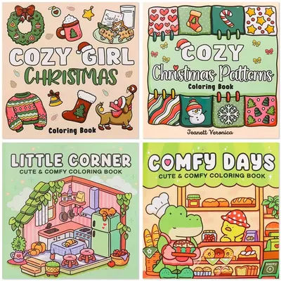 UYEE COZY GIRL Coloring Book In Cozy Moments For Relaxation Educational Doodles Book Featuring Adorable Creepy Creatures
