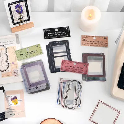 15pcs INS Film Frame PET stickers pack DIY Diary Transparent Photo frame stickers Decoration labels sticker Album Scrapbooking