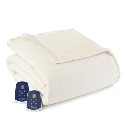 Micro Flannel Sherpa Electric Blanket by BrylaneHome in Ivory (Size TWIN)