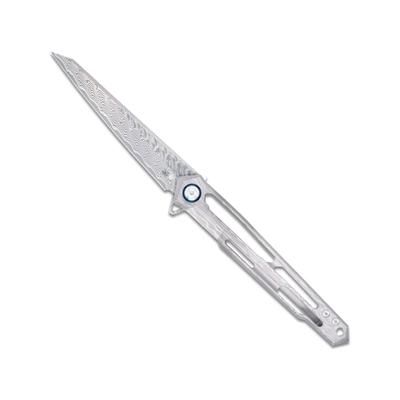 CobraTec Knives Ghost Frame Lock Damascus Wharncliffe Folding Knife 3.875 in Blade Damascus CTGSTDAMWNS