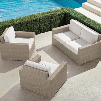 Palermo 3-pc. Loveseat Set in Dove Wicker - Standard, Rumor Stone - Frontgate