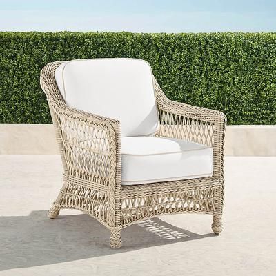 Hampton Lounge Chair in Ivory Wicker - Standard, Restored Mediterranean Blue - Frontgate