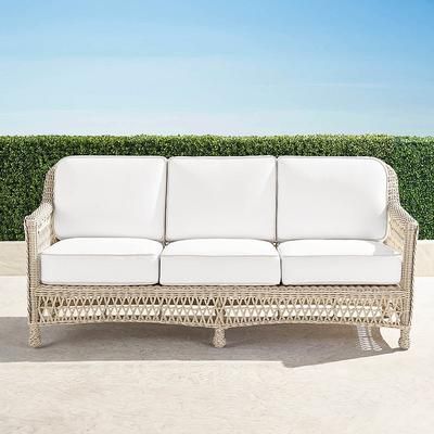 Hampton Sofa in Ivory Wicker - Standard, Georgina Floral Glacier - Frontgate