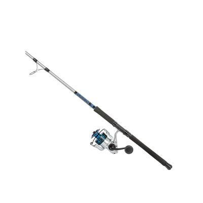 Quantum Strive Spinning Reel and Rod Combo 7ft 1-PC Heavy Moderate-Fast Rod Graphite Composite Blank SZ 8000 Reel 4+1 Bearings 4.7-1 Ratio Silver/Blue