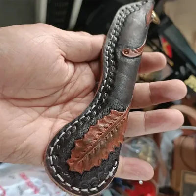 NEW Outdoor EDCEmbroidery Carving Boston Leather Racket Portable Tool with Hand Rope Self-defense Tools Creative Gift for women