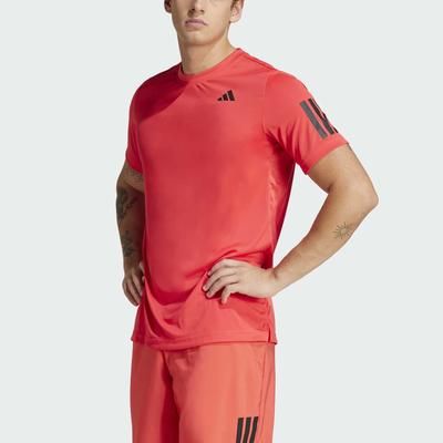 adidas Club 3-Stripe Tee 2025 Men's Tennis Apparel Semi Lucid Red
